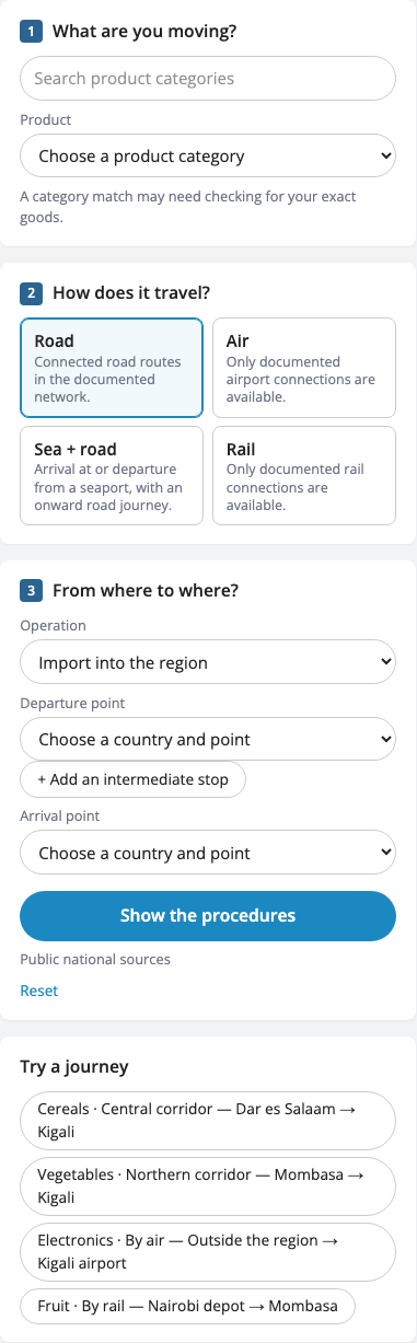 The three questions: what are you moving, how does it travel, from where to where